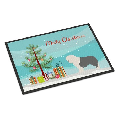 Old English Sheepdog Christmas Indoor Or Outdoor Mat - 18 X 27 In.